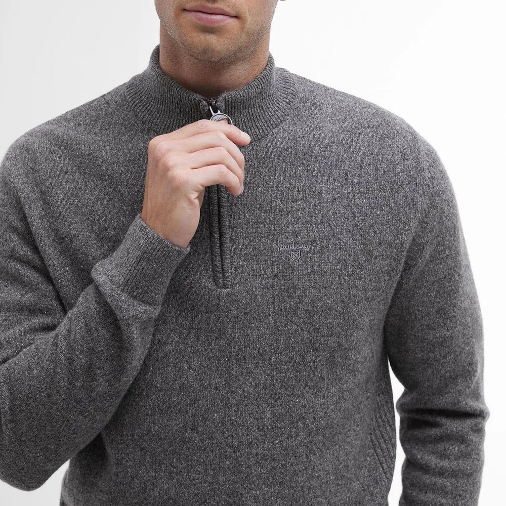 Barbour Tisbury Half Zip Men’s Knit Wool Jumper Sweater Grey Size S NWT Winter